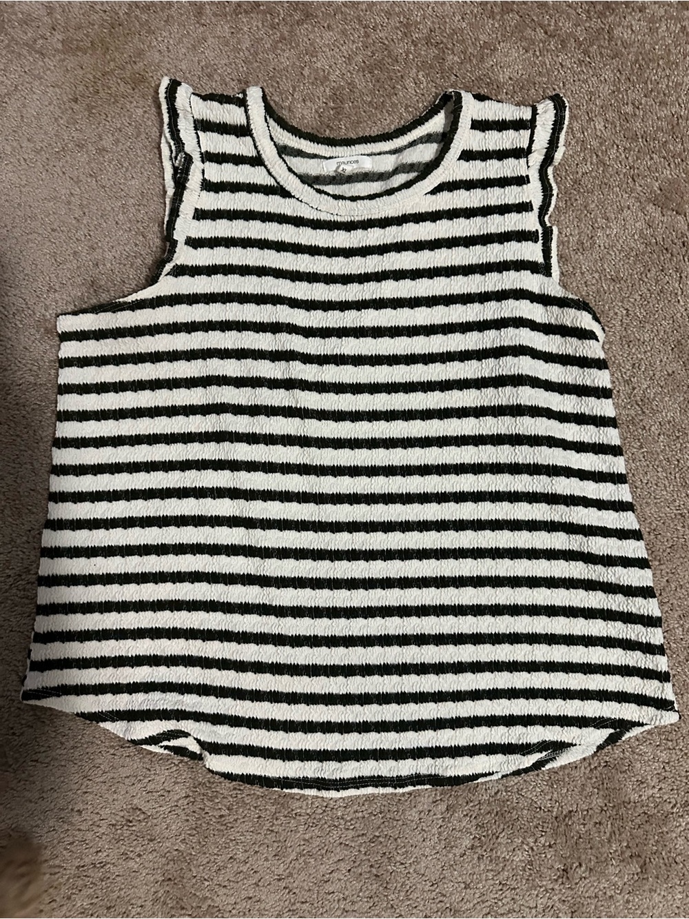 Maurices Black & White Striped Ruffle Sleeve Tank